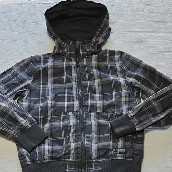 H&M Boys Plaid Hooded Jacket Boys Size 9-10 - Picture 2 of 13